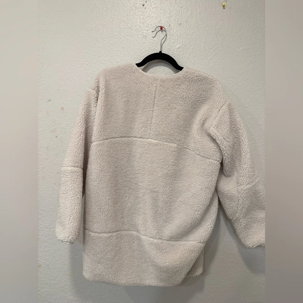 Lululemon Collarless Textured Fleece Full Zip jacket in the color White Opal